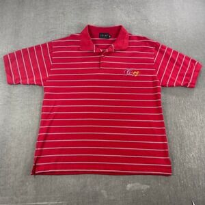 Coogi Mens 2XL Red Striped Polo‎ Shirt Embroidered Logo